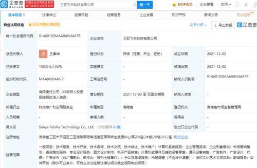 字節(jié)跳動(dòng)布局三亞 飛書科技公司成立，拓寬電子產(chǎn)品與計(jì)算機(jī)軟硬件市場